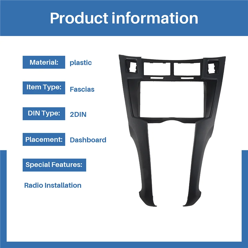 N61R-Car Radio Fascia Trim Kit, 2 Din Dash Panel DVD Frame Install Kit For Toyota Yaris Vitz Platz 2005 2006 2007 2008-2011