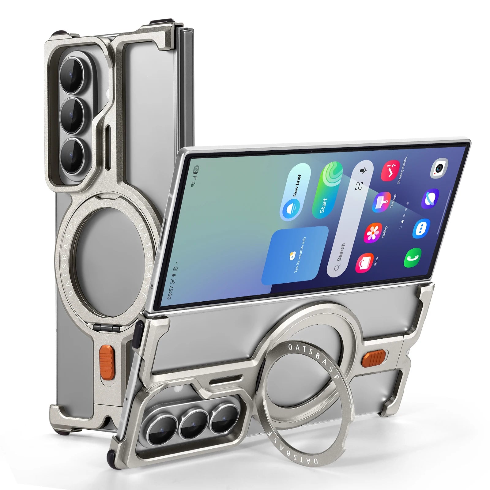 Eary Frameless Case for Samsung Galaxy Z Fold 7 for Magsafe 360°Rotation Stand Magnetic Wireless Charging Aluminum Phone Cover