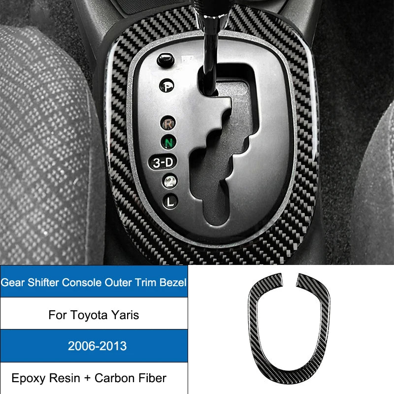 Carbon Fiber Epoxy Coated Interior Gear Shift Panel Trim Cover Sticker For Toyota Yaris 2006 2007 2008 2009 2010 2011 2012 2013