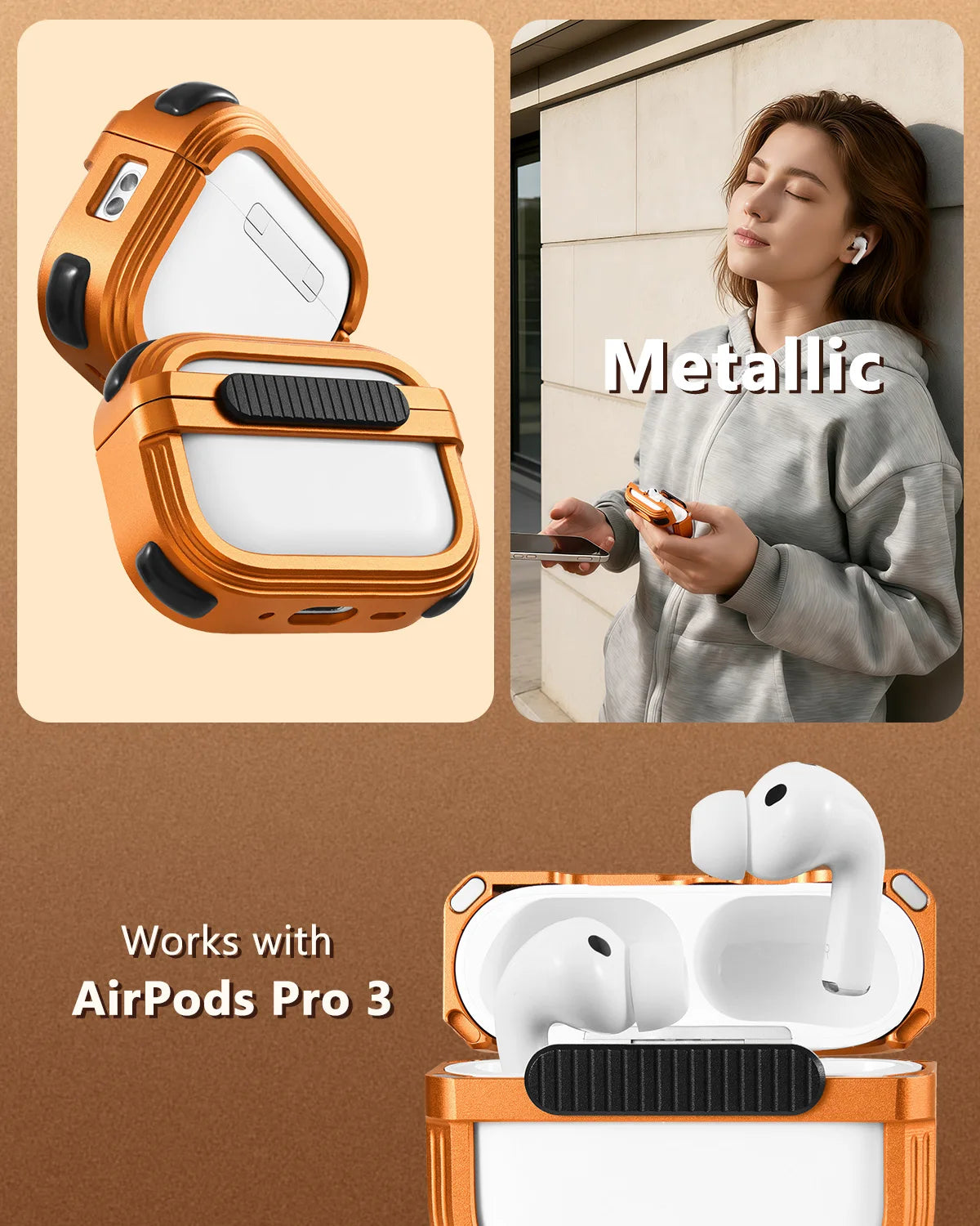 Eary for AirPods Pro 3 Metal Case for AirPods Pro 3rd Generation Magnetic Lid Case(2025) for MagSafe Shockproof Protective Cover