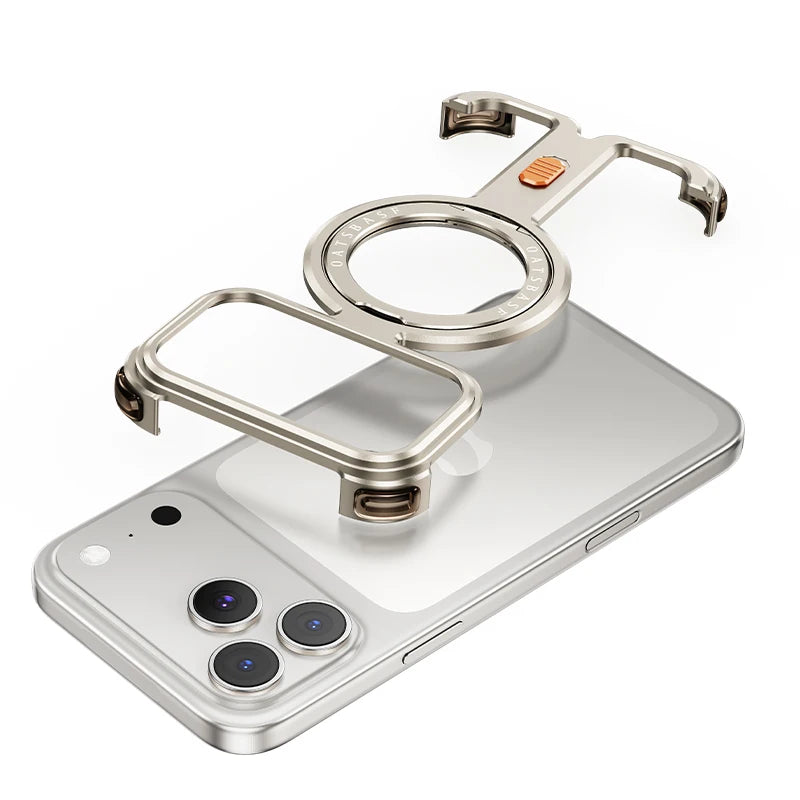 Eary for iPhone 17 Pro Max 17 Pro Phone Case Magnetic 360°Rotation Stand Frameless Shell for Magsafe Shockproof Protector Cover