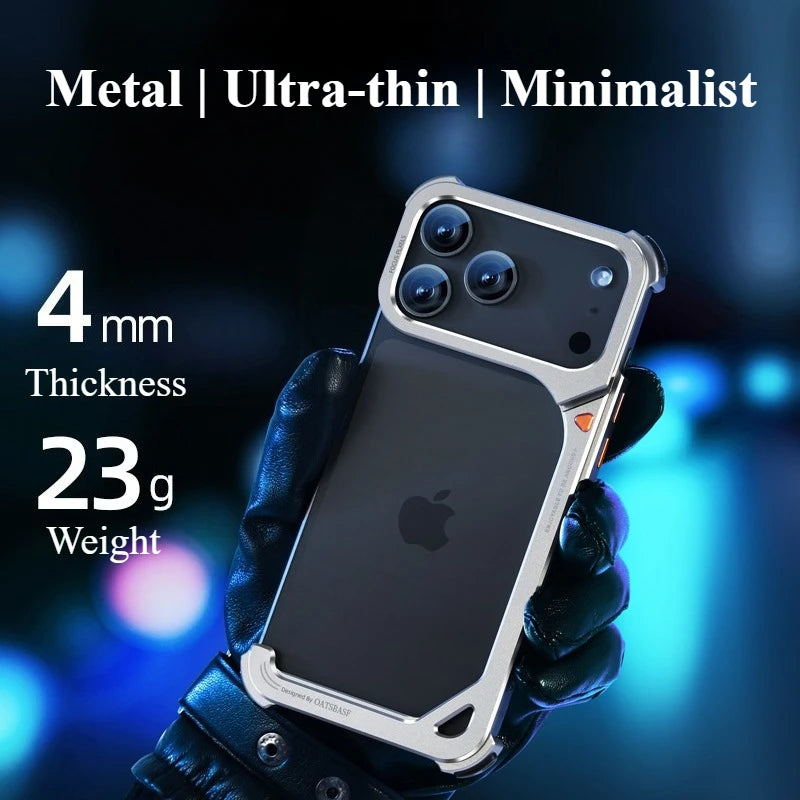 Eary 9-Shaped Phone Case for iPhone 17 Pro Max 17 Pro for Magsafe With Lens Holder Stand Metal Frameless Bumper Anti-Drop Shells
