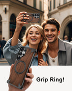 Eary Luxury Wood Frameless Case for Samsung Galaxy S25 S24 Ultra 360°Rotatable Magnetic Ring Stand Shockproof Bumper Phone Cover