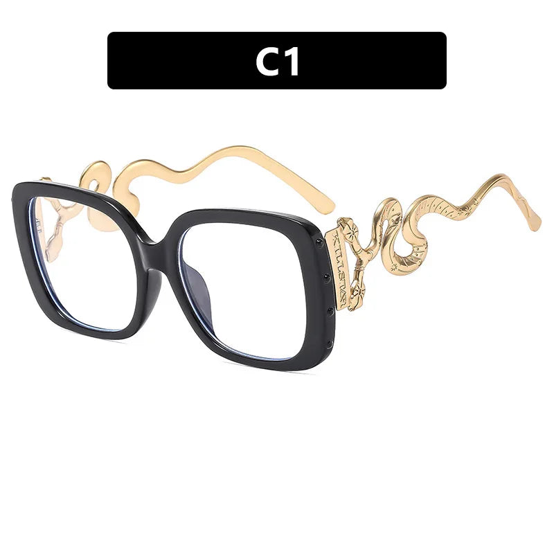 Oversize Snake Designer Frame Anti Blue-Ray Glasses For Women Classic Luxury Brand Ladies Casual Glasses UV400