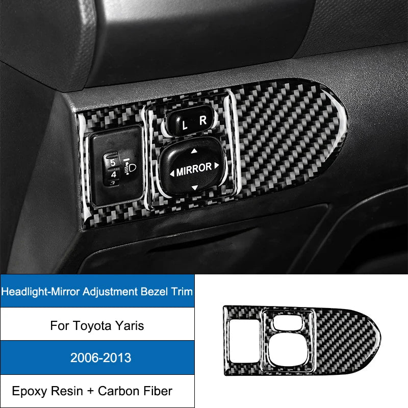 Carbon Fiber Epoxy Coated Interior Gear Shift Panel Trim Cover Sticker For Toyota Yaris 2006 2007 2008 2009 2010 2011 2012 2013