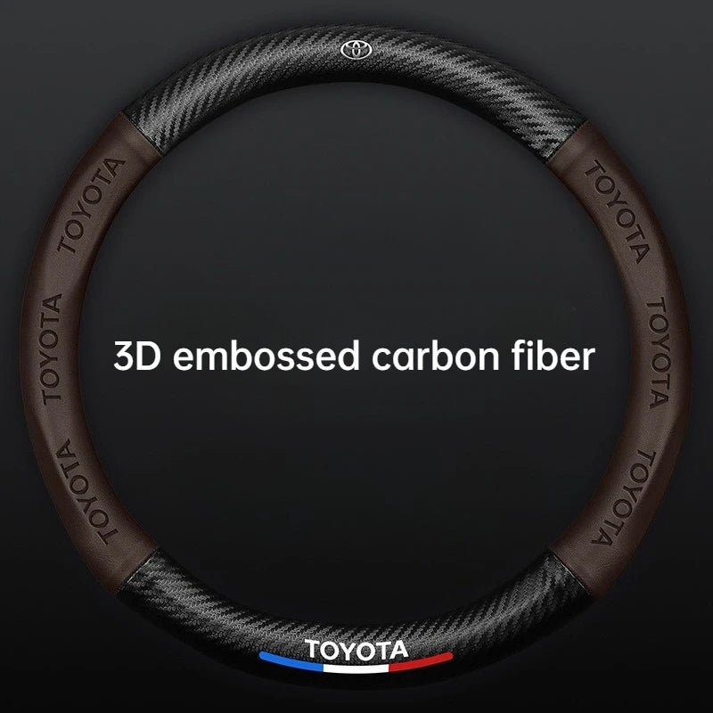Universal Carbon Fiber Steering Wheel Cover for Toyota Corolla Vios Camry - Fits Crown Highlander Levin Ruizhi - Four Seasons Fi