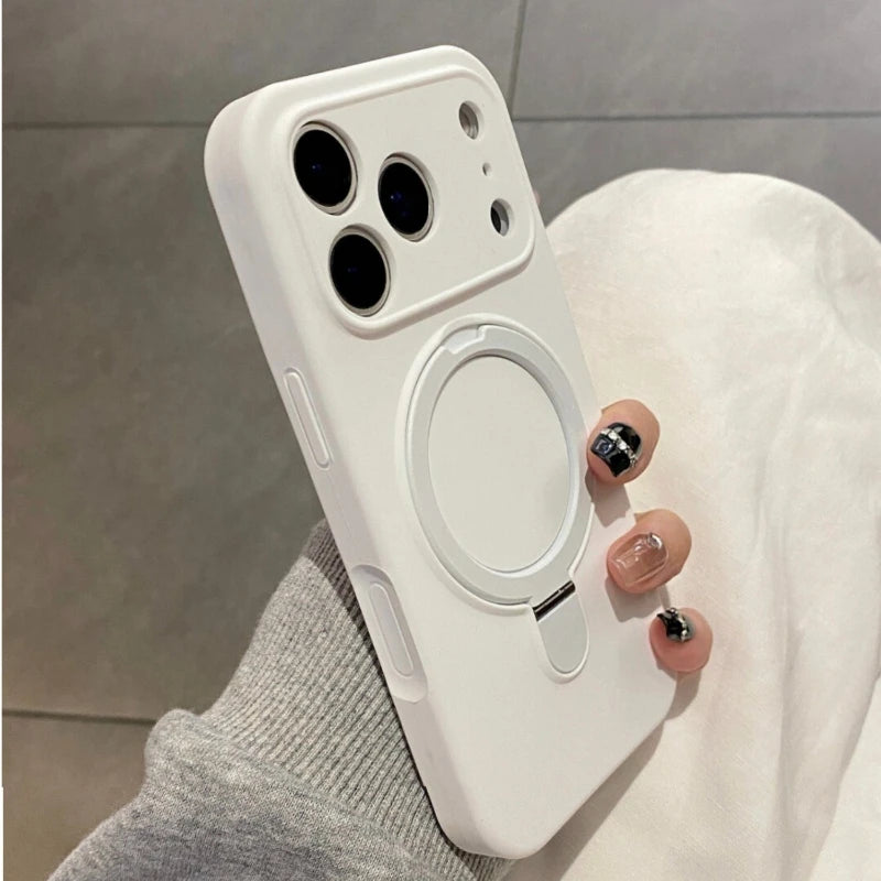 Liquid Silicone Stand Holder for Magsafe Case for iPhone 17 16 15 14 Pro Max Magnet Wireless Charge Camera Control Button Cover