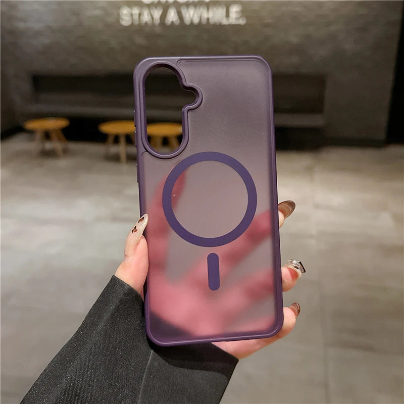 For Magsafe Matte Translucent Armor Shockproof Case For Samsung A56 5G Wireless Charge Cover For Samsung A57 A55 A37 A36 A35 A17