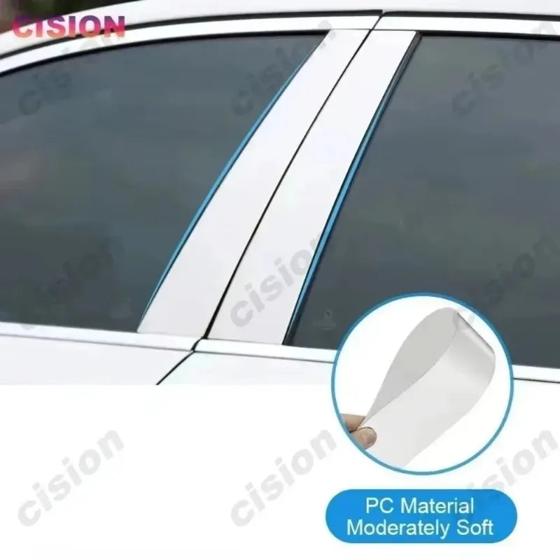 Glossy Chrome Mirror Effect Car Door Window Middle Column Center B C Pillars Post Cover Trim PC Sticker For Toyota Noah Voxy R80