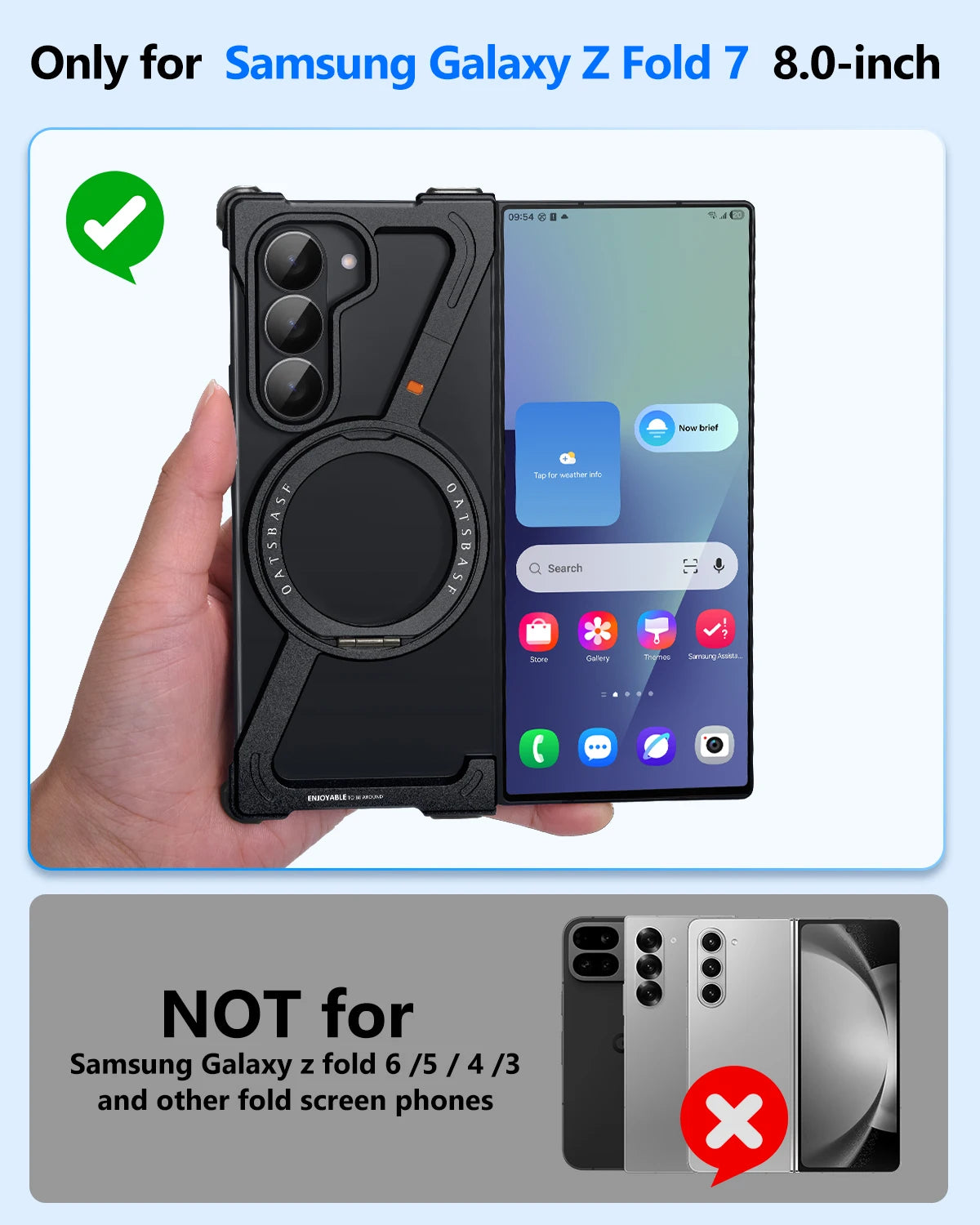 Eary Aluminium Metal Case for Samsung Galaxy Z Fold 7 w/ 360°Rotatable Magnetic Stand Frameless Bumper Shockproof Phone Cover