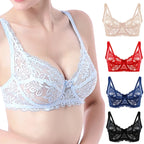 Women Sexy Lace Thin Bras Plus Size Lace Bra 34-40 B/C Cup Push Up Bralette Hollow Out Lingerie for Curvy Female Underwear