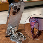 Glitter Mirror Rabbit Stand Case For Samsung A07 A17 A56/36/26/16/06/55/35/25/15/05S S25 FE S24 S23 Ultra Plus Shockproof Cover