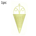Home Decoration Hanging Flower Basket Plastic Durable Art Rattan Wall Hanging Fan-shaped Pattern Flower Arrangement Container