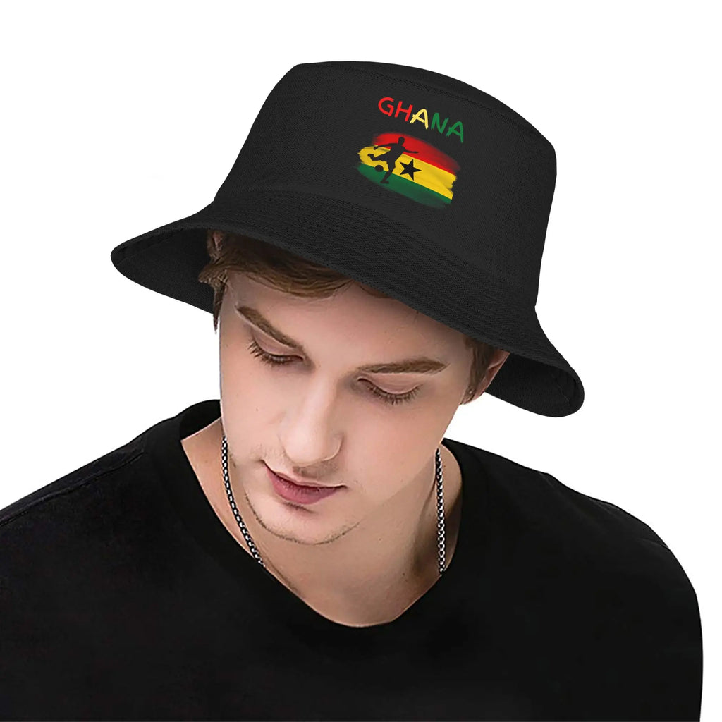 Unisex Ghana National Soccer Team  Bucket Hat  Foldable Fisherman Hats Spring Fashion Hunting Caps Streetwear Graphic Visor Hat