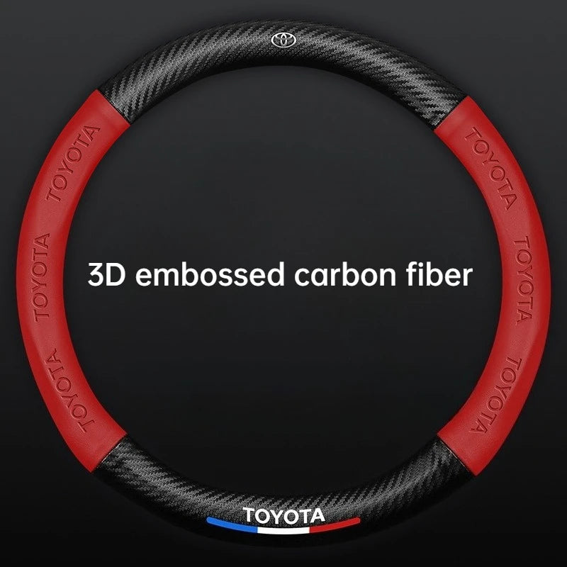 Universal Carbon Fiber Steering Wheel Cover for Toyota Corolla Vios Camry - Fits Crown Highlander Levin Ruizhi - Four Seasons Fi