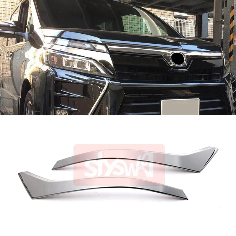 For TOYOTA 2017 VOXY 80 Modified Front Head Light Lamp Trim Cover Shade Stickers High Grade Stainless Steel Exterior Accessories