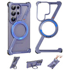 Eary Z Shape for Samsung Galaxy S26 Ultra Phone Case Frameless Metal Protective Case 360°Rotate Magnetic Stand Shockproof Cover