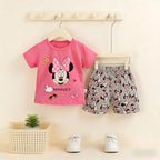 Baby Girl Summer Outfit Set Short Sleeve T-shirt And Shorts Children's Clothing Ages 0-4T