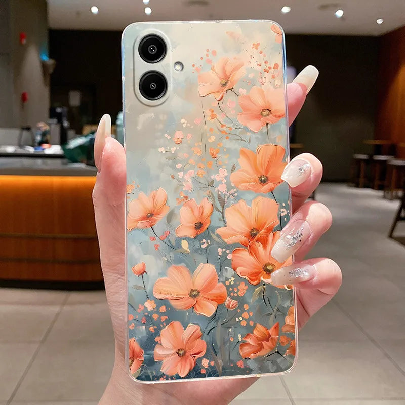 For Samsung A07 2025 Clear Phone Case Luxury Butterfly Flowers Casing For Samsung Galaxy A07 SamsungA07 A 07 Silicone Back Cover