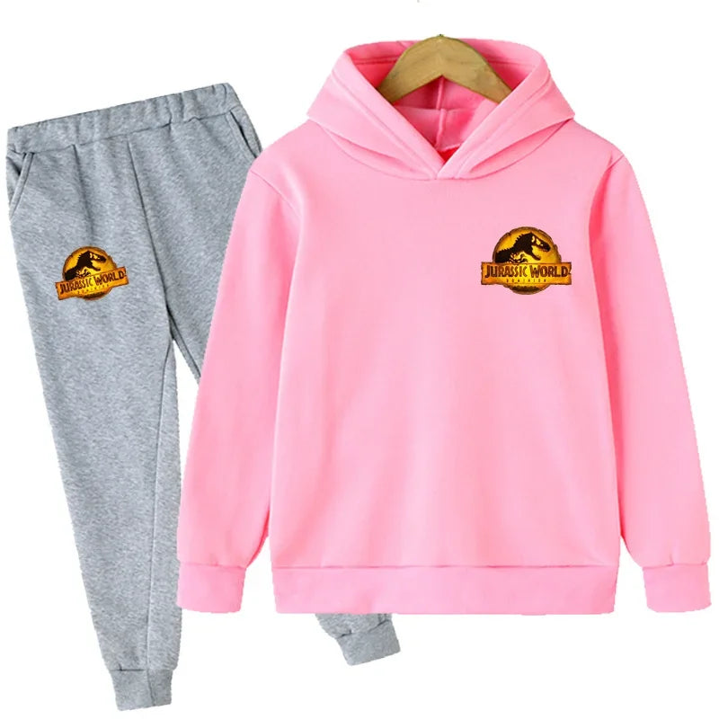Kids Jurassic World  Children Dinosaur Hoodies Pants Set  Fashion Pullovers Clothes Boys Girls Dominion Sweatshirts Hooded Suit