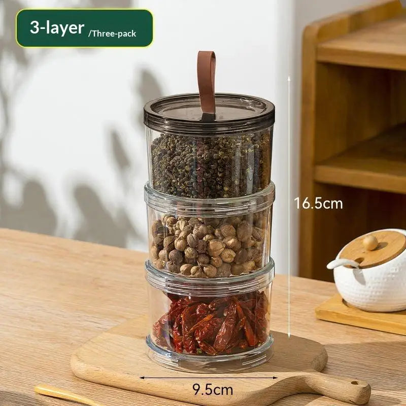 Sealed Jars Kitchen Seasoning Storage Organizer Airtight Stackable Bottle Organization Space-Saving Design For Home Dish Counter
