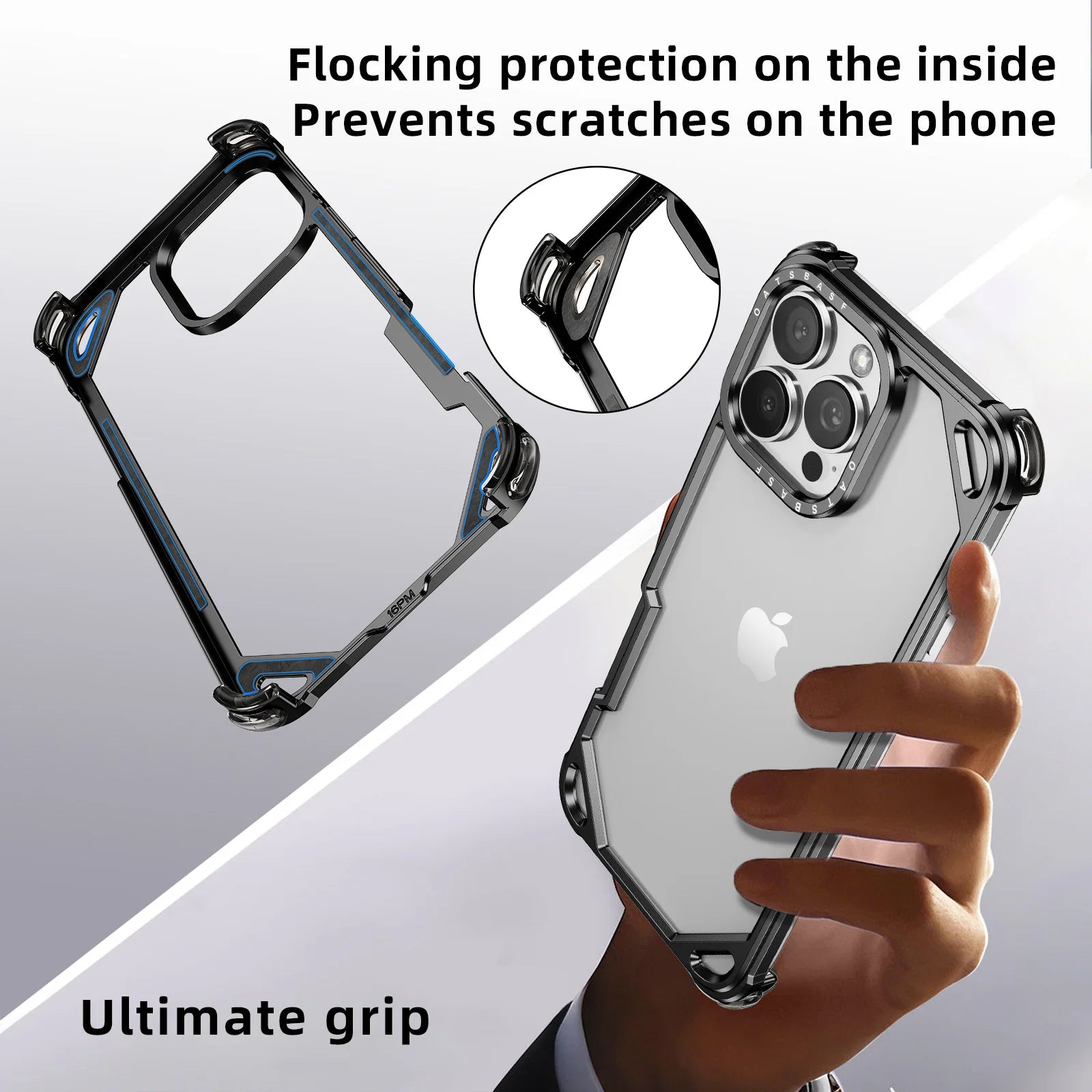 Eary Minimalist Metal Frameless Phone Case for iPhone 16 Pro Max 15 Ultra-thin Bumper Aluminum Alloy Shockproof Protective Cover
