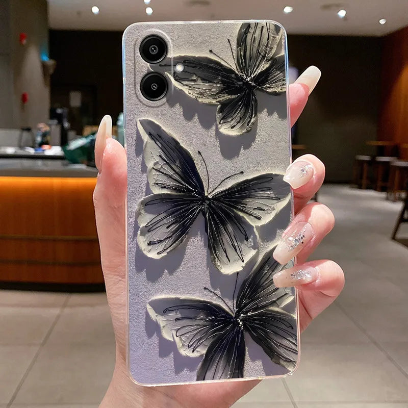 For Samsung A07 2025 Clear Phone Case Luxury Butterfly Flowers Casing For Samsung Galaxy A07 SamsungA07 A 07 Silicone Back Cover