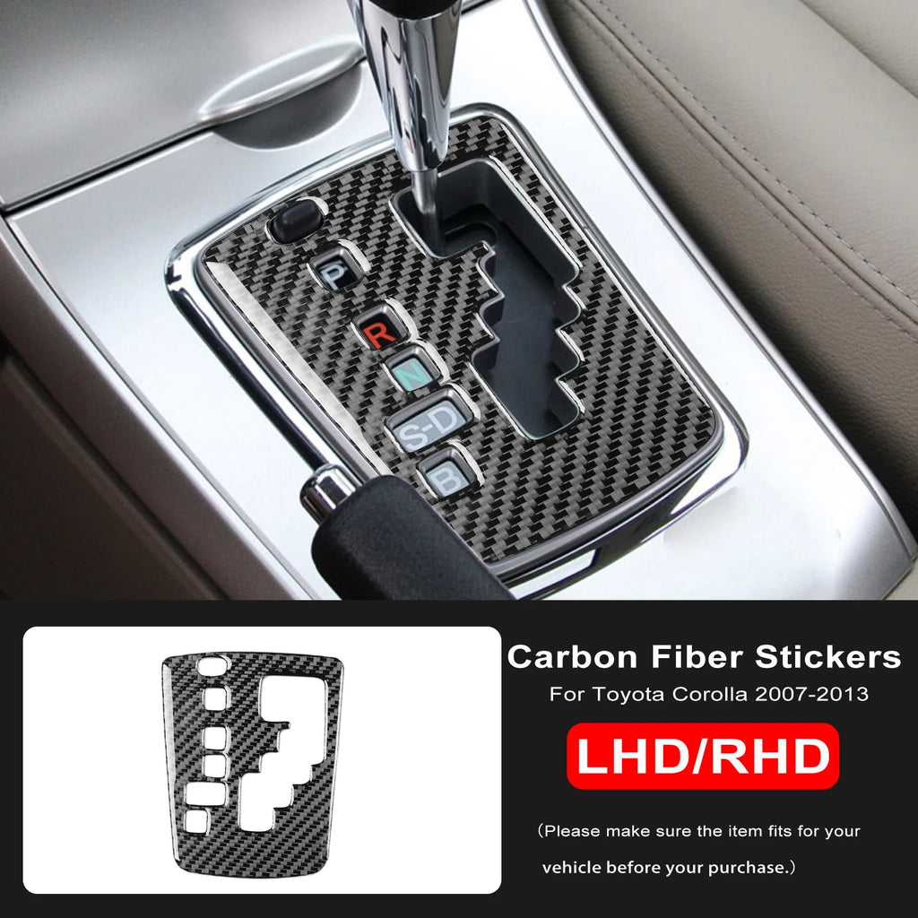 For Toyota Corolla 2007 2008 2009 2010 2011 2012 2013 Car Interior Soft Carbon Fiber Gear Shifter Panel Cover Trim