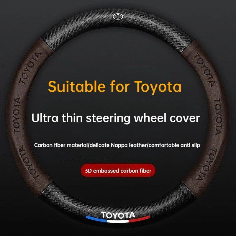 Universal Carbon Fiber Steering Wheel Cover for Toyota Corolla Vios Camry - Fits Crown Highlander Levin Ruizhi - Four Seasons Fi