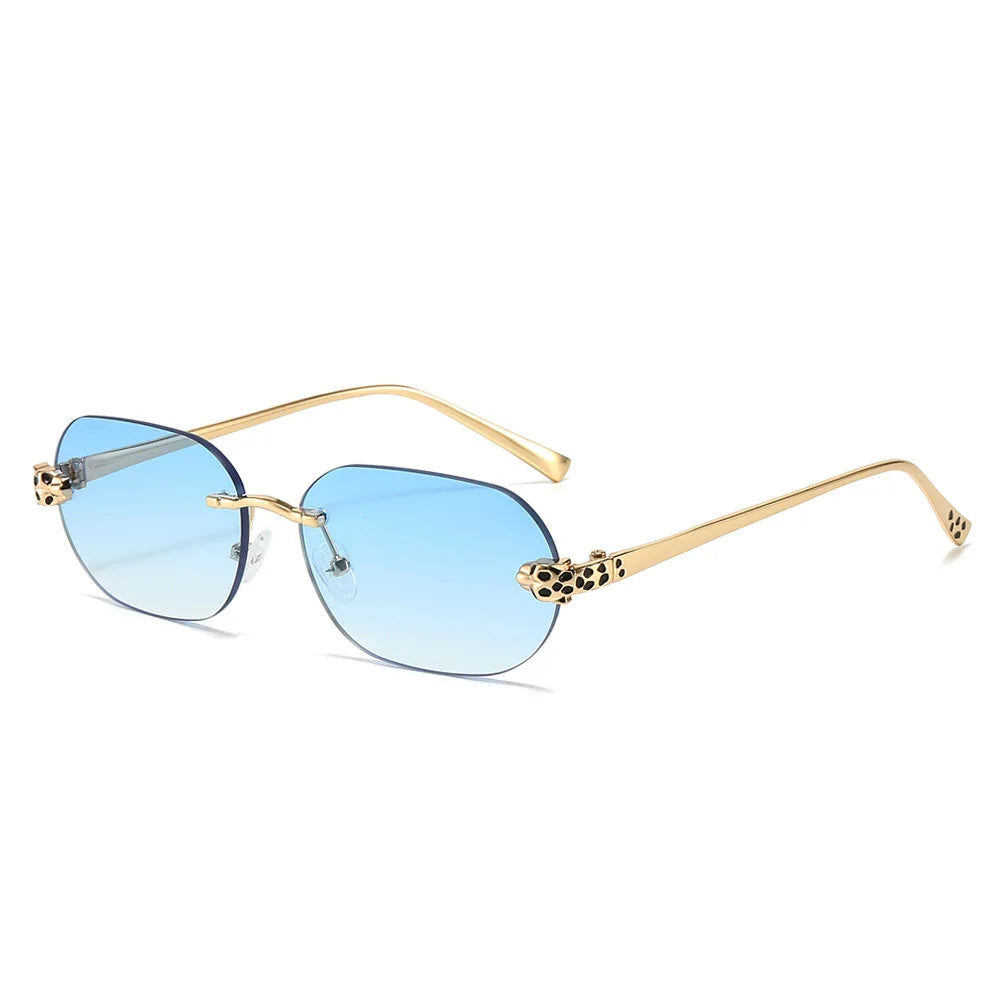 New Stylish Rimless Sunglasses for Men and Women Small Irregular Lenses Metal Frameless Black Lens Sun Glasses UV400