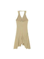 TFMLN Women Short Dress Halter Low-Neck Irregular Sleeveless Ruffles Hem Backless Vacation Mini Bodycon Dress Summer New