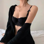 Women Bras Sexy Lace Half Cup Push Up French Style Lingerie Soft Deep V Top Breathable Back Closure Thin Bralette Ropa Mujer