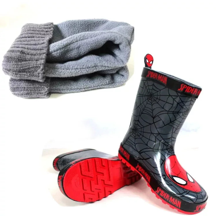 New Original Marvel cartoon kids Spider-Man Boots Student Rain Boots Children's  Fashion  Shoes Non-Slip Short shoes