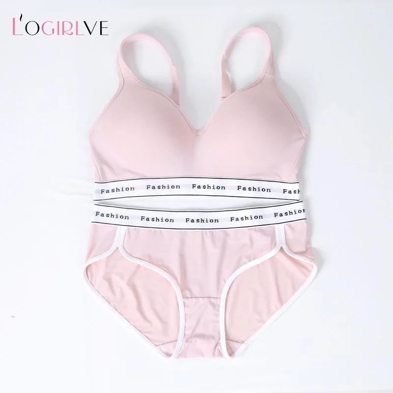 Logirlve French Thin Cup Lingerie Set Lace Bras High Quality Women Underwear Wireless Push Up Brassiere Breathable Bras Panties