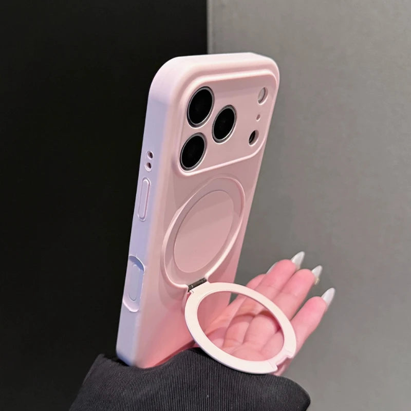 Liquid Silicone Stand Holder for Magsafe Case for iPhone 17 16 15 14 Pro Max Magnet Wireless Charge Camera Control Button Cover