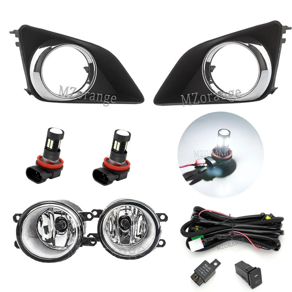 Fog Lights Led for Toyota Corolla 2007 2008 2009 2010 Fog Lamp Assembly Chrome Cover Grill Bezel Headlights car accessories