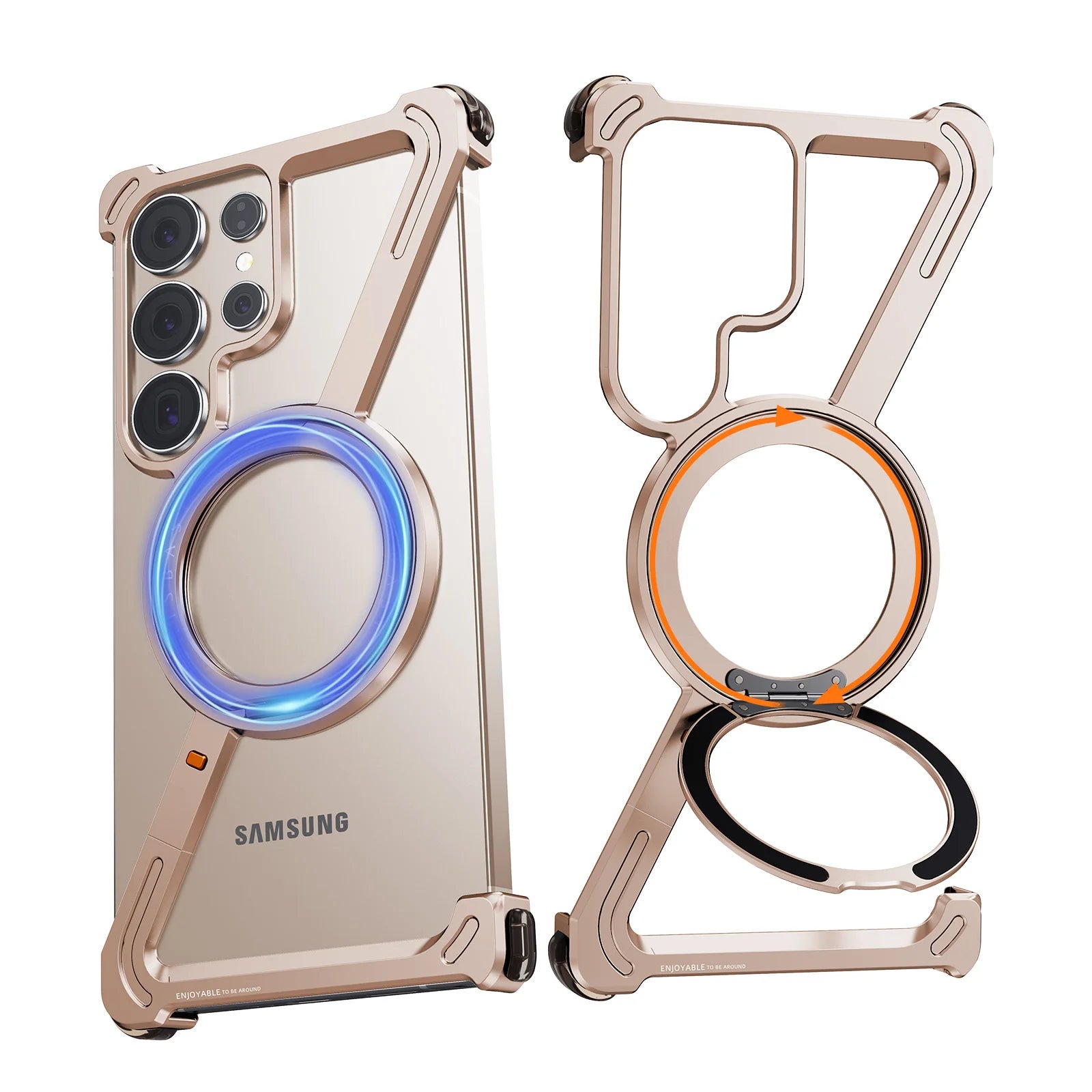 Eary Z Shape Minimalist Phone Case For Samsung Galaxy S25 S24 Ultra With 360 Rotatable Magnetic Stand Shockproof Slim Case 2025