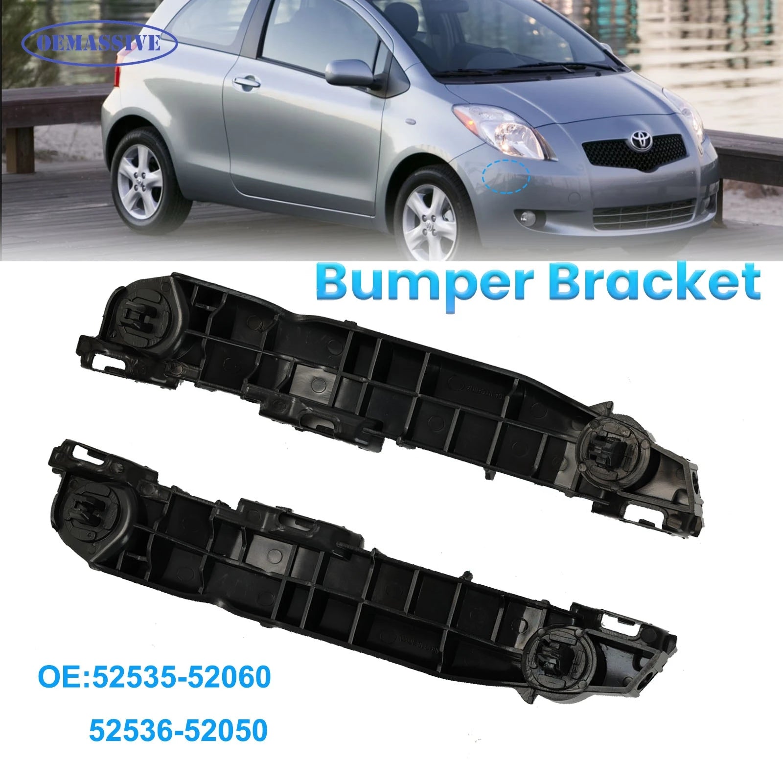 Left+Right Car Front Bumper Support Bracket Retainer For Toyota Yaris 2007 2008 2009 2010 2011 Left Right 5253552060 5253652050