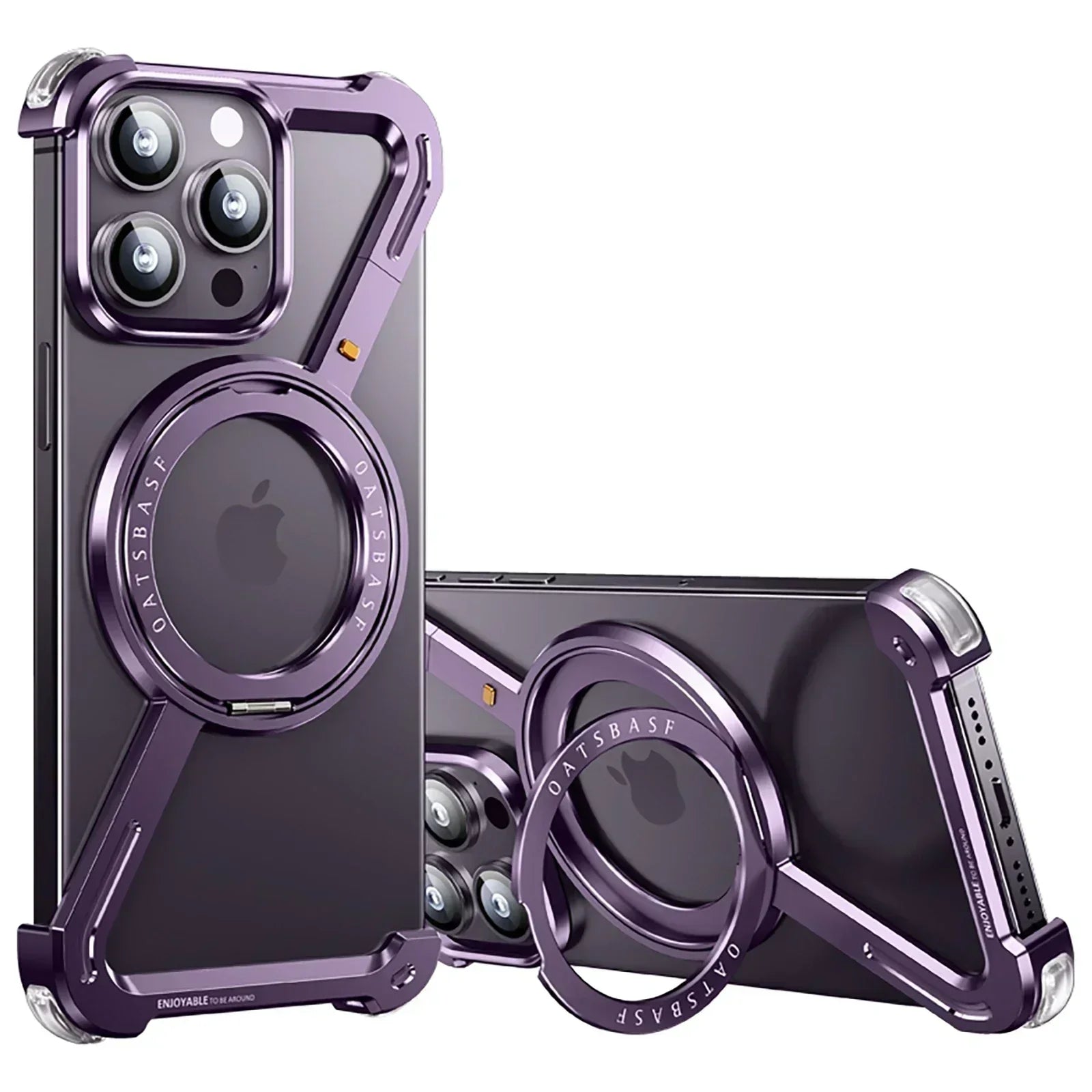Eary Z Shape Frameless Phone Case for iPhone 17 Pro Max Air 16 15 14 13 for Magsafe Aluminum Metal Magnetic 360° Rotation Stands