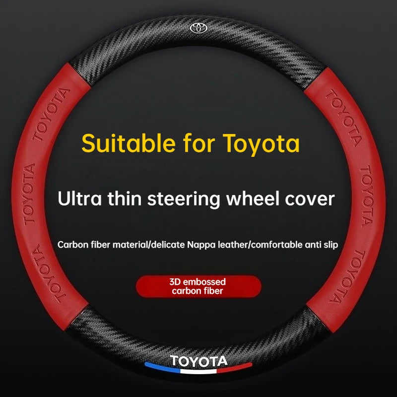 Universal Carbon Fiber Steering Wheel Cover for Toyota Corolla Vios Camry - Fits Crown Highlander Levin Ruizhi - Four Seasons Fi
