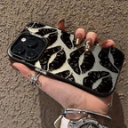 Sexy Black Lip Print Phone Case for iPhone 17 Air Pro Max 16 15 14 13 12 11 Pro Max Birthday Valentine's Day Gift