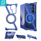 Eary Frameless Case for Galaxy Z Fold 7 With 360°Rotataion Magnetic Stand Metal Aluminium Shell Shockproof Protector Phone Cover