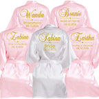 Customized Name Date Wedding Bathrobe Faux Silk Bridal Robe Bride Bridesmaid Wedding Robes Woman Bachelorette Hen Party