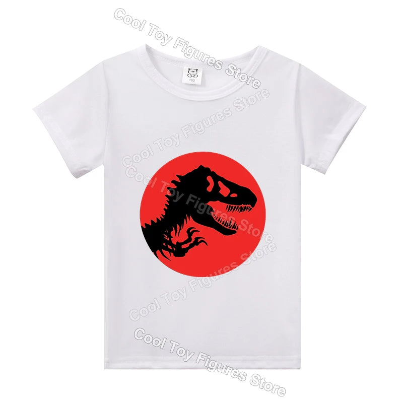 Jurassics World Series T-shirt Summer Hot Dinosaur Park Boys Girls Short Sleeve Top Trend Kids Base Clothes Birthday Gift