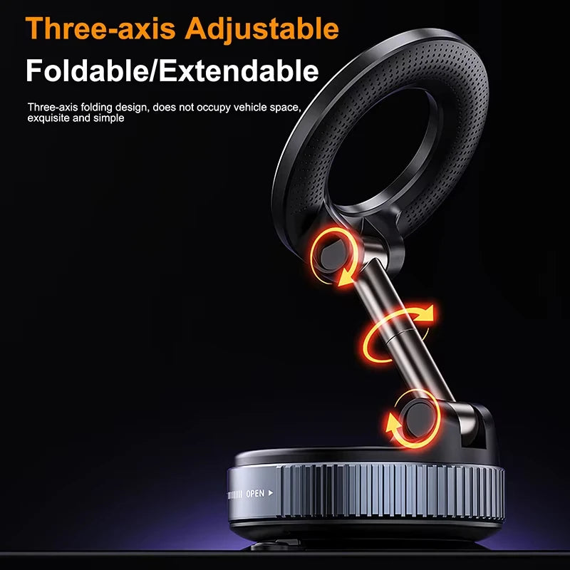 Vacuum Magnet Phone Bracket Multi-angles Adjustment Strong Magnetic Suck Design Foldable Car Holder For Navigation Stand