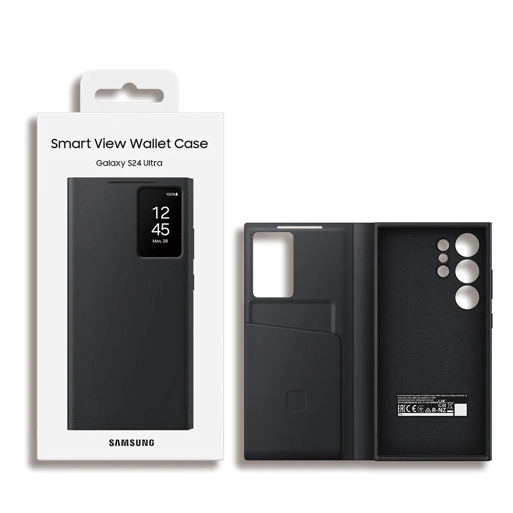 Original For Samsung Galaxy S24 Ultra Smart View Wallet Case Flip High Quality Leather Cover S24Ultra Card Bag Protector Shell