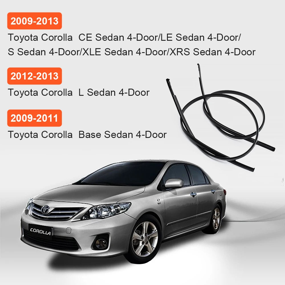 136cm 1Pair Left Right Side Car Roof Trim Molding Strips Rubber Fit for Toyota Corolla 2009 2010 2011 2012 2013 Black