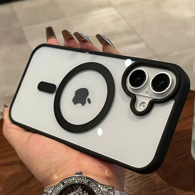 Luxury For Magsafe Transparent Case For iPhone 17 16 15 14 13 12 11 Pro Max Mini 17 Air Magnetic Wireless Charge Bumper Cover