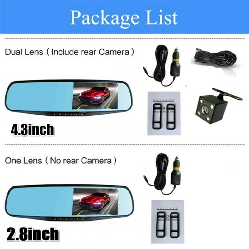 Full HD 1080P Dash Camera Dual Lens Driving Recorder Car DVR Speedcam Rearview Mirror Camera Radar Detector Auto Video Recorder
