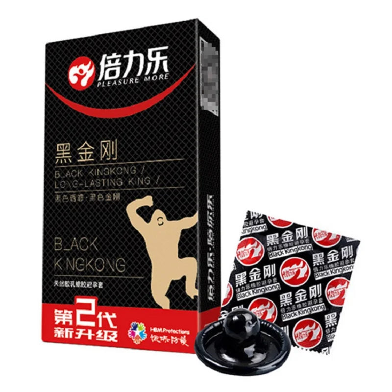 Black Condoms for Men Delay Ejaculation Latex Penis Sleeve Long Lasting Vaginal Condoms Adults Sexulaes Toys Safer Contraception